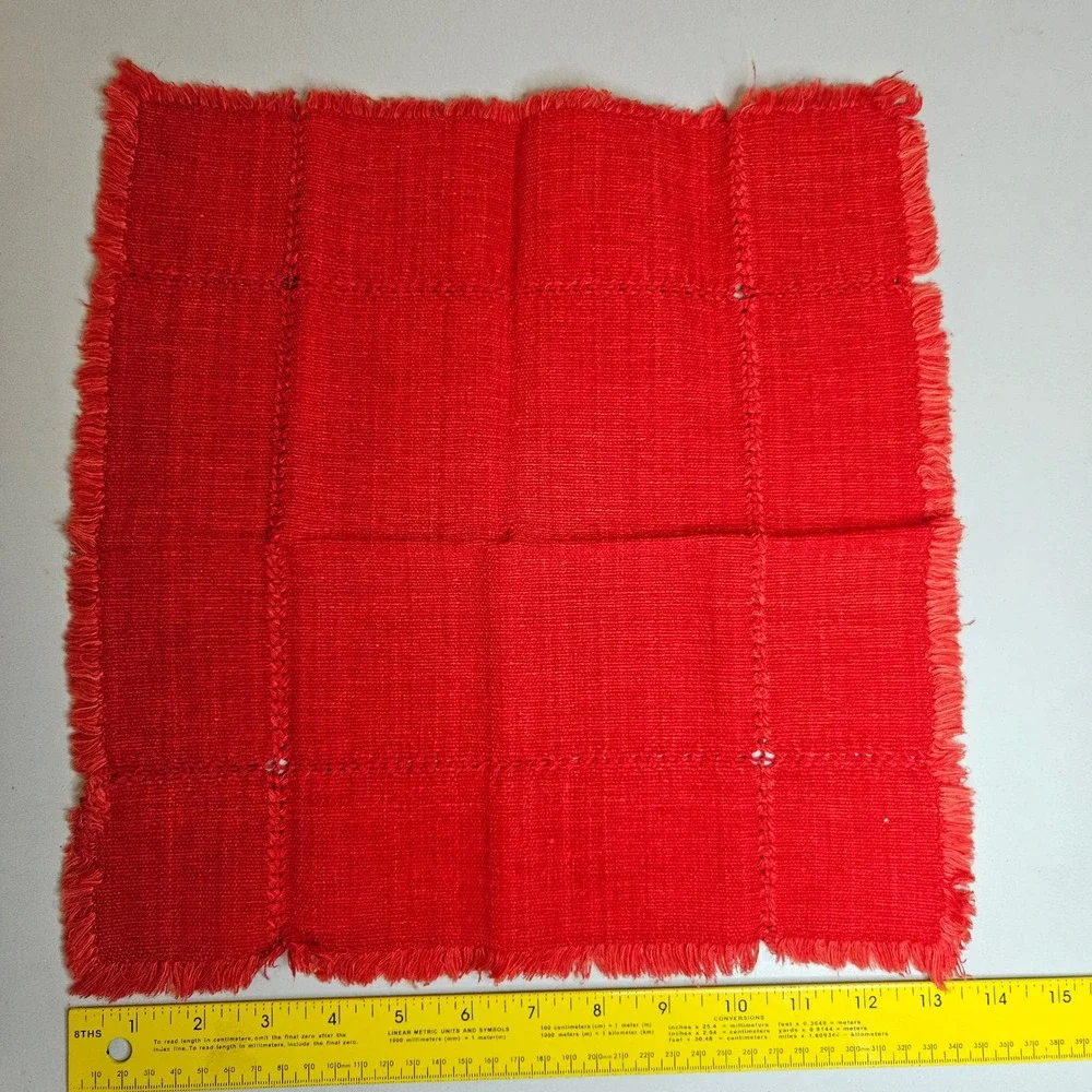 Vintage Colorful Fringed Cloth Napkins Set of 8 Boho Hand Loomed Style 13.5 Inch